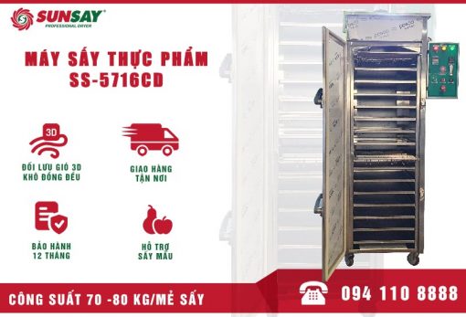 Máy sấy nhiệt 16 khay đối lưu chiều gió