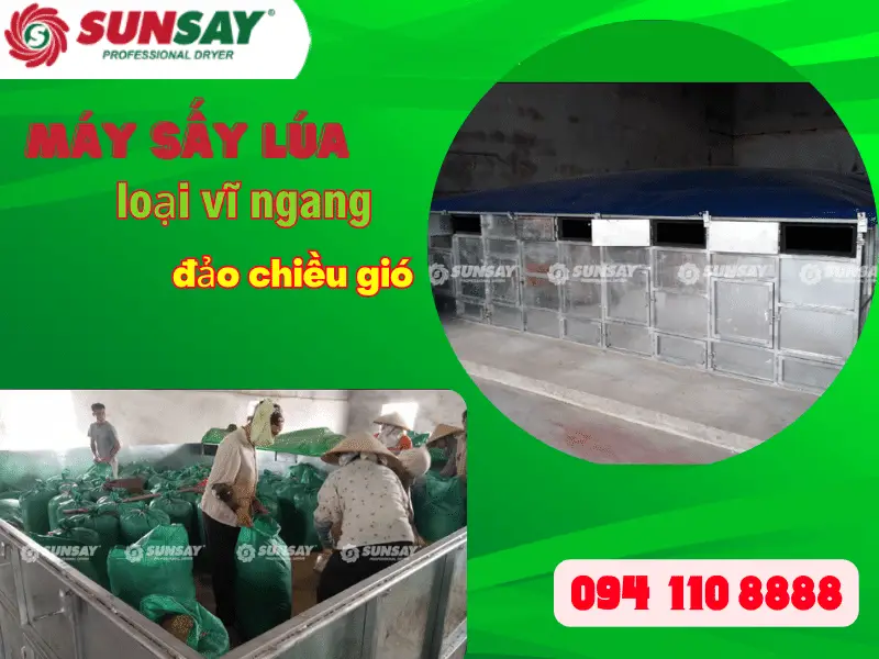 Máy sấy lúa vĩ ngang loại đảo chiều gió