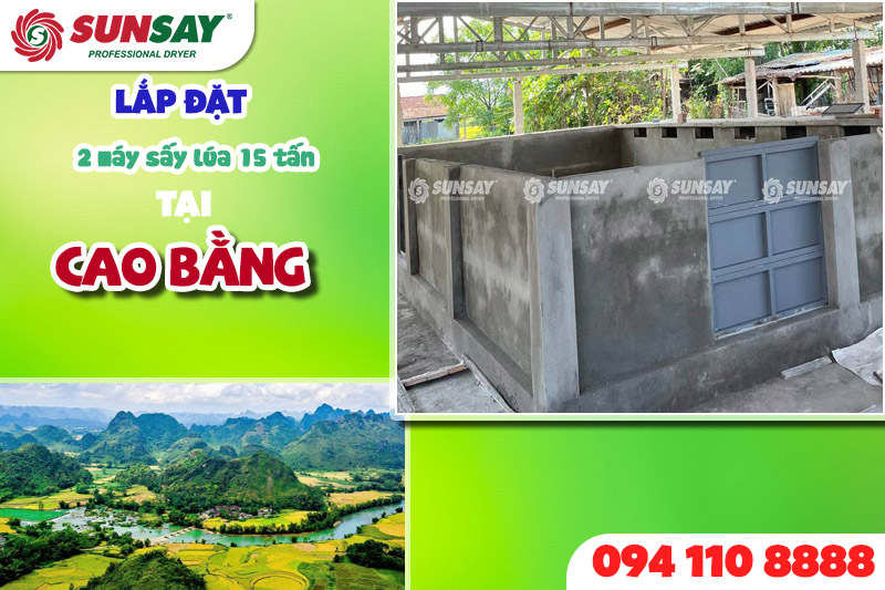 Lắp đặt 2 máy sấy lúa 15 tấn tại Cao Bằng