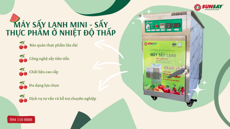 Máy sấy thực phẩm mini theo cơ chế sấy ở nhiệt độ thấp