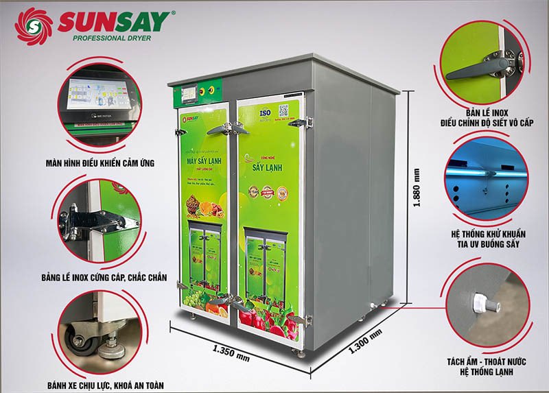 Máy sấy lạnh 40 khay đối lưu gió 3D có nhiều ưu điểm nổi trội