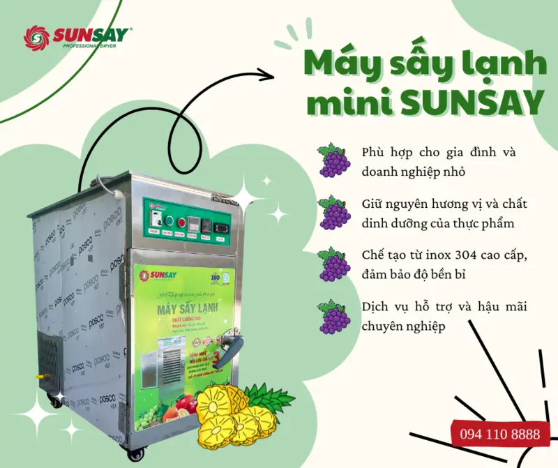 Máy sấy khô thực phẩm gia đình theo nguyên lý sấy lạnh