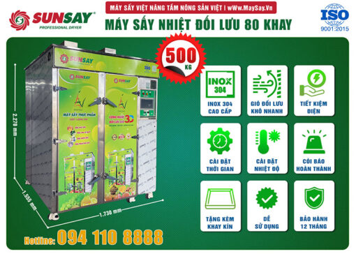 Các tính năng đặc biệt của máy sấy nhiệt đối lưu 80 khay SUNSAY