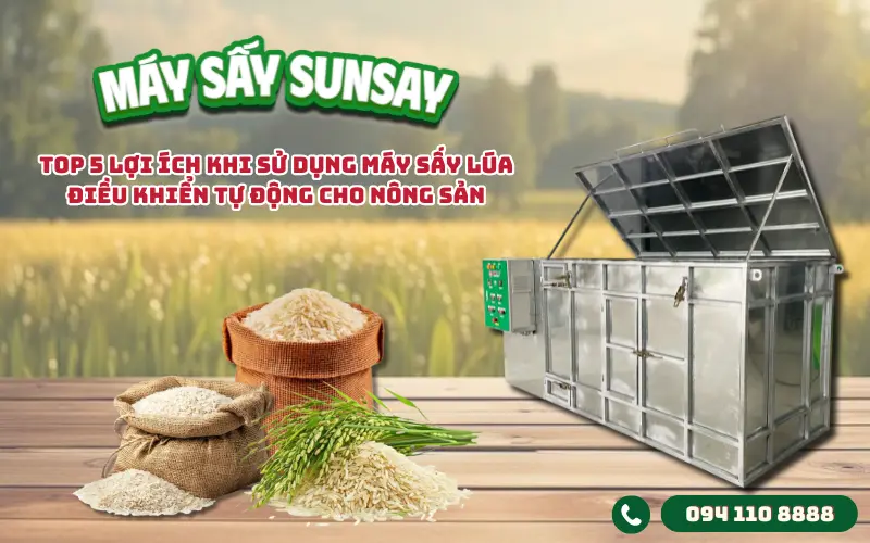Máy sấy lúa điều khiển tự động