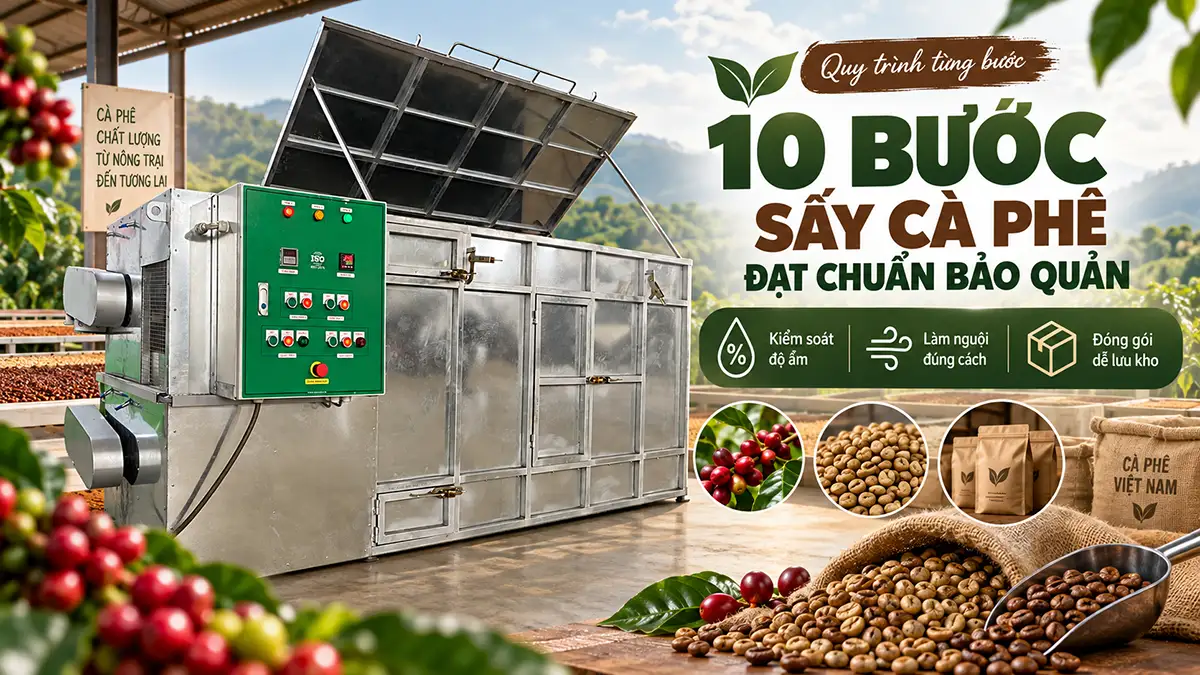 Quy trình sấy cà phê đạt tiêu chuẩn bảo quản: Hướng dẫn từng bước